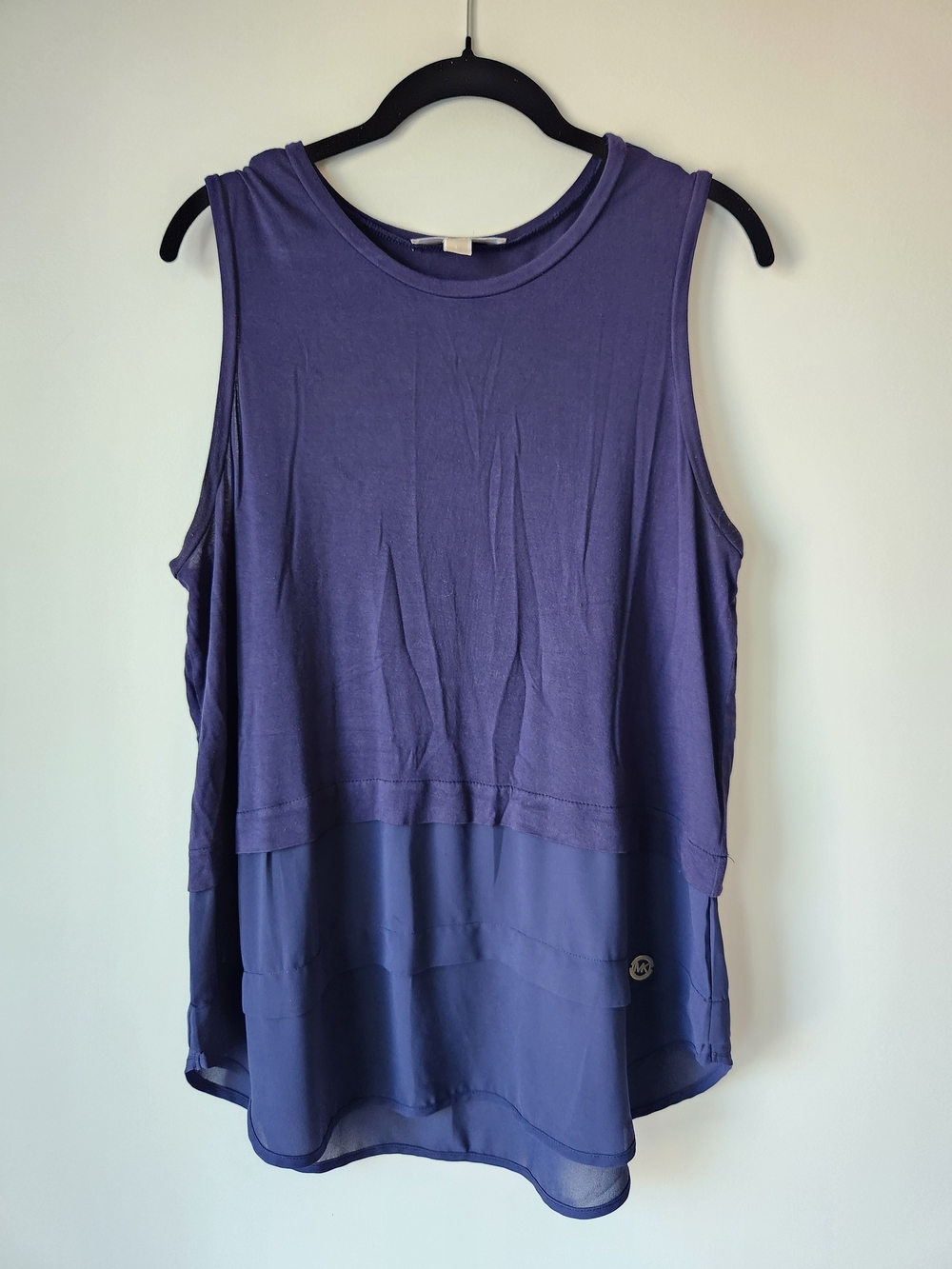 Michael Kors - Navy Chiffon Hem Tank - L